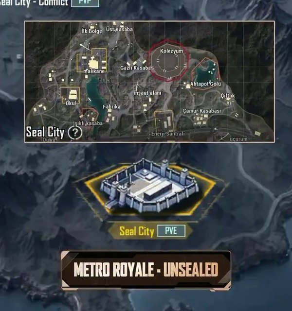 Metro Royale map select showing Seal City PVE